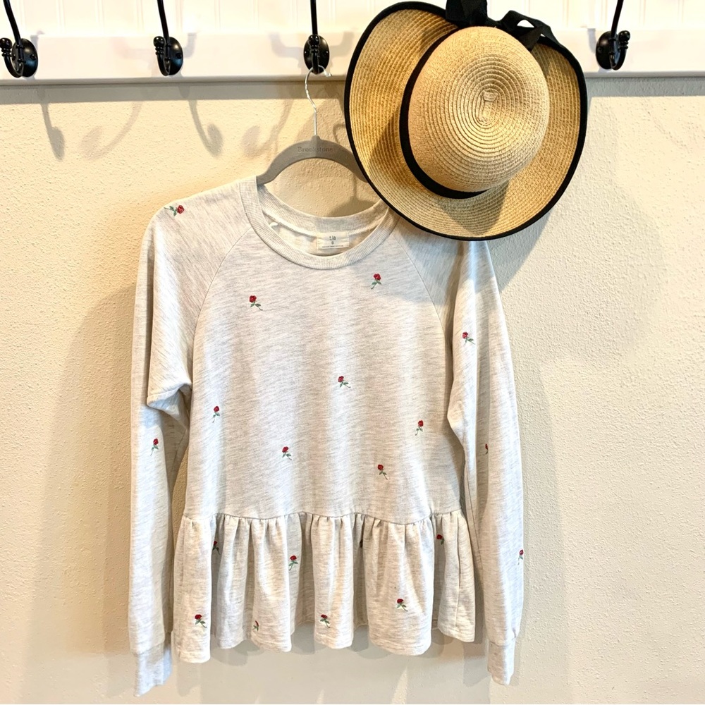 Anthropologie T.La Rosebud Peplum Sweatshirt